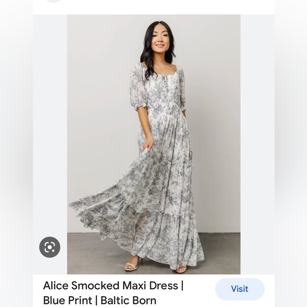 BNWT XXL, Baltic Born Alice Smocked Blue Print Maxi Dress.